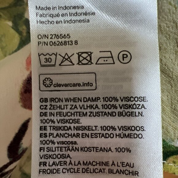 H&M Hawaiian Tropical Top Floral Blouse Short Sleeve Sheer White Vacation Sz 4 - Picture 2 of 5